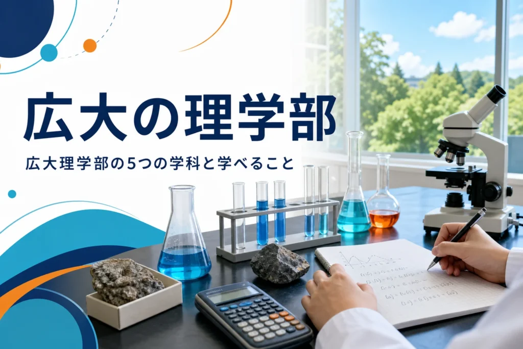 広大理学部の5つの学科と学べることを紹介する記事のアイキャッチ