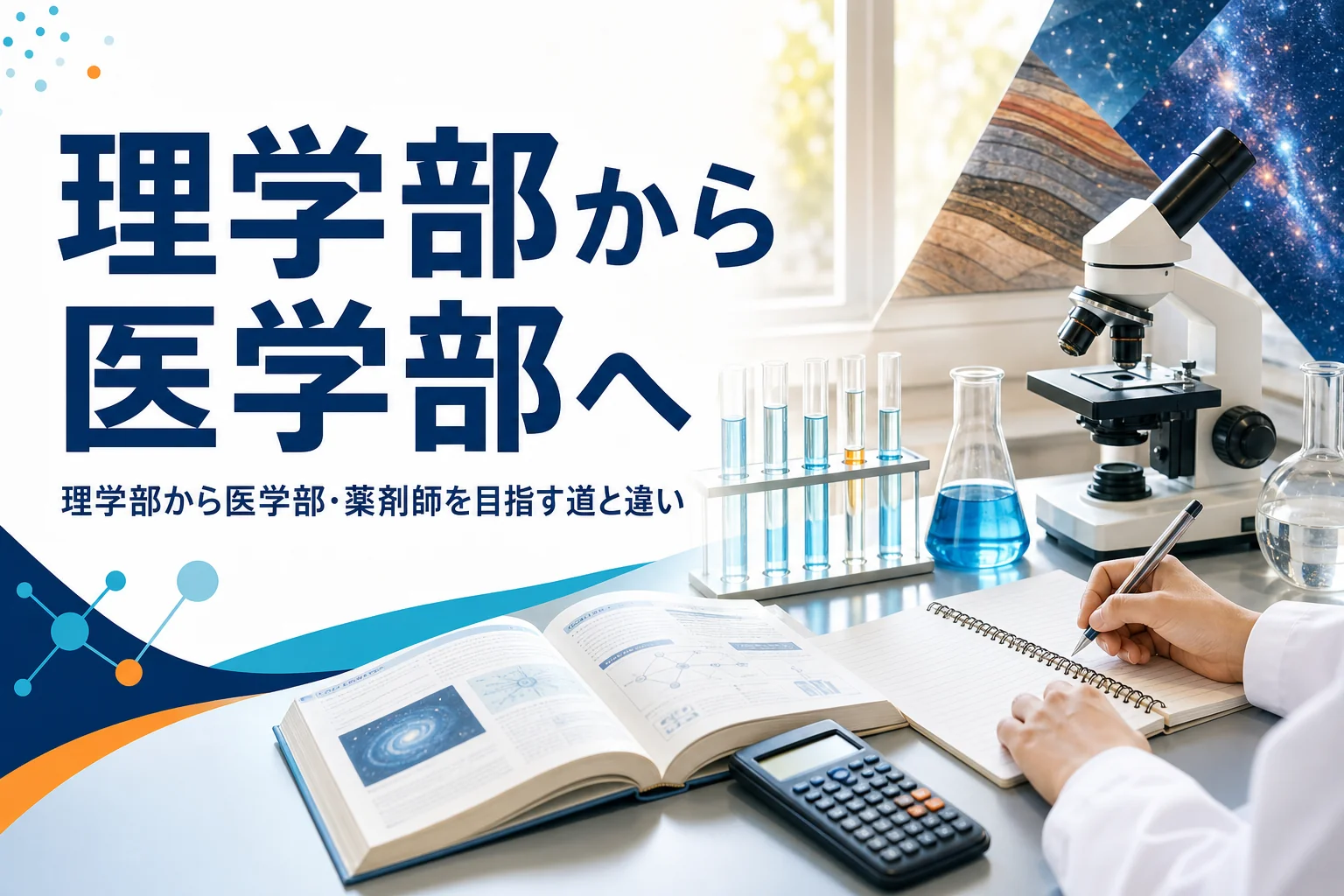理学部から医学部や薬剤師を目指せるか、医学部・薬学部との違いを紹介する記事のアイキャッチ