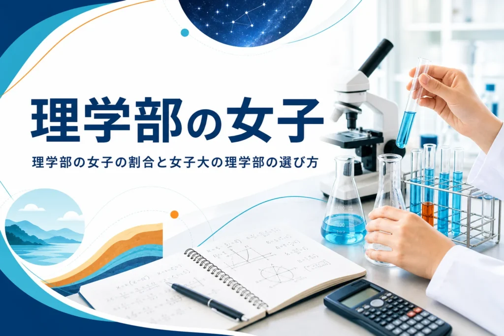 理学部の女子の割合と、女子大の理学部の選び方を紹介する記事のアイキャッチ