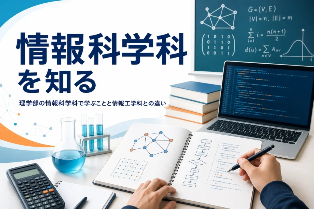理学部の情報科学科で学ぶことと、工学部の情報工学科との違いを紹介する記事のアイキャッチ