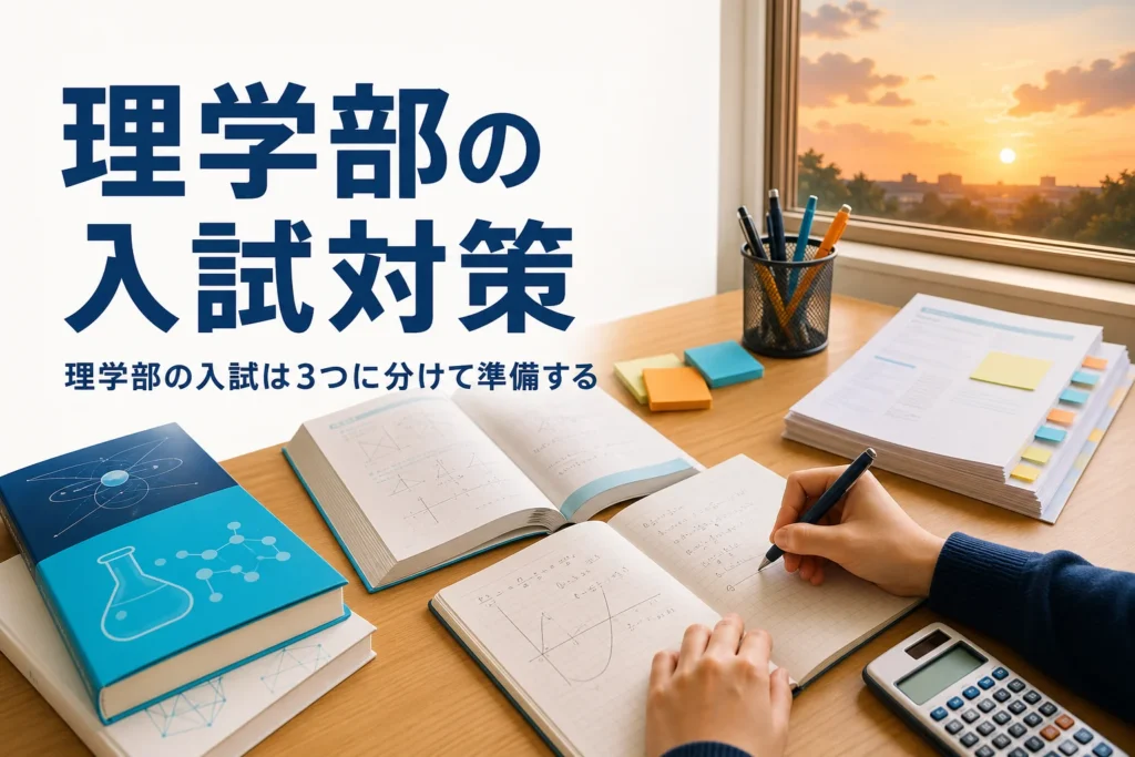 理学部の入試を共通テスト・個別試験・推薦や総合型選抜に分けて準備する方法を紹介する記事のアイキャッチ