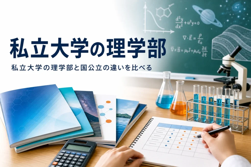 私立大学の理学部の学科と、国公立との違いを入試・学科・キャンパスで比べる記事のアイキャッチ