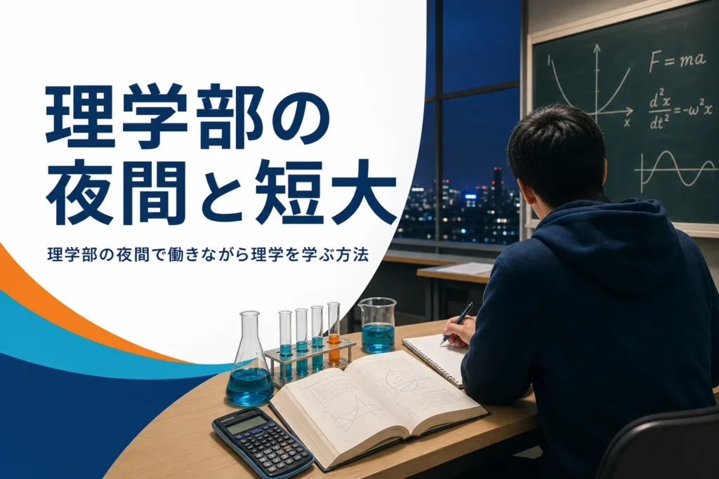 理学部の夜間（二部）や通信制など、働きながら理学を学ぶ方法を紹介する記事のアイキャッチ